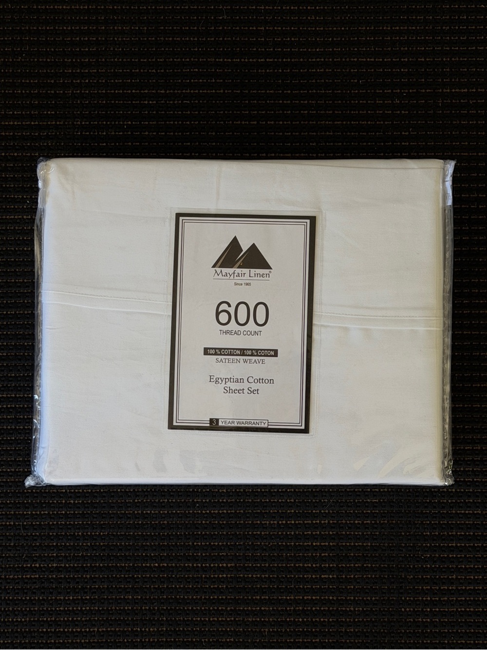 NWT Mayfair Linen 4 Piece Sheet Set 600 Thread Count in White